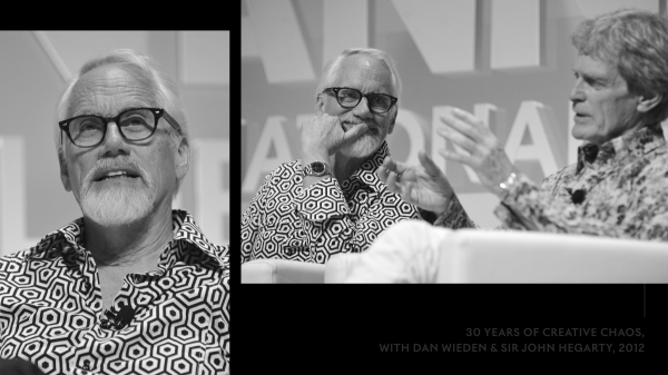 ▲ 칸 라이언즈 페스티벌에서 연사로 참여한 댄 와이든(좌)과 존 헤거티 경. ⓒCANNES LIONS