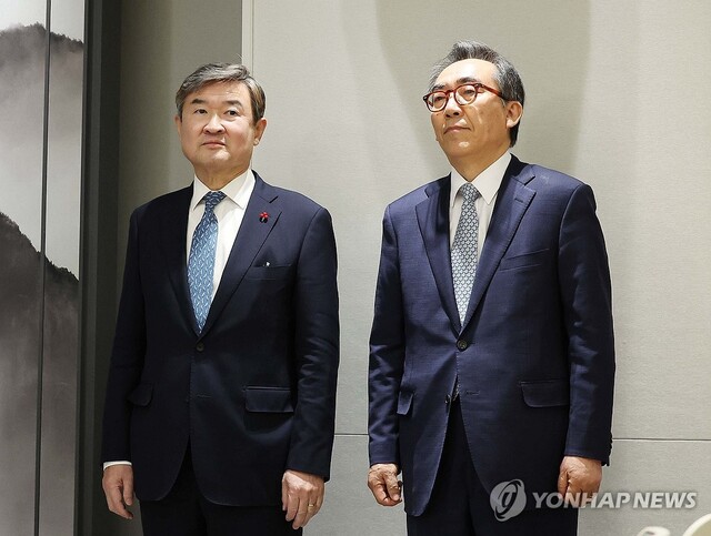 ▲ 국가정보원장 후보자로 지명된 조태용 국가안보실장(왼쪽)과 외교부 장관 후보자로 지명된 조태열 전 외교부 2차관이 19일 서울 용산 대통령실 청사에서 열린 김대기 대통령 비서실장의 인선안 발표 브리핑에 참석하고 있다. ⓒ연합뉴스