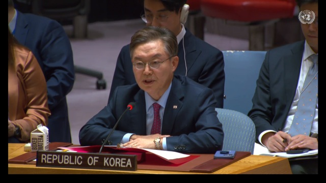 ▲ 유엔 안전보장이사회에서 발언하는 황준국 주유엔 한국대사. ⓒ유엔웹TV
