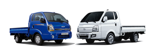 ▲ 왼쪽부터 기아 봉고 3 LPG와 현대차 포터 2 LPG ⓒ대한LPG협회