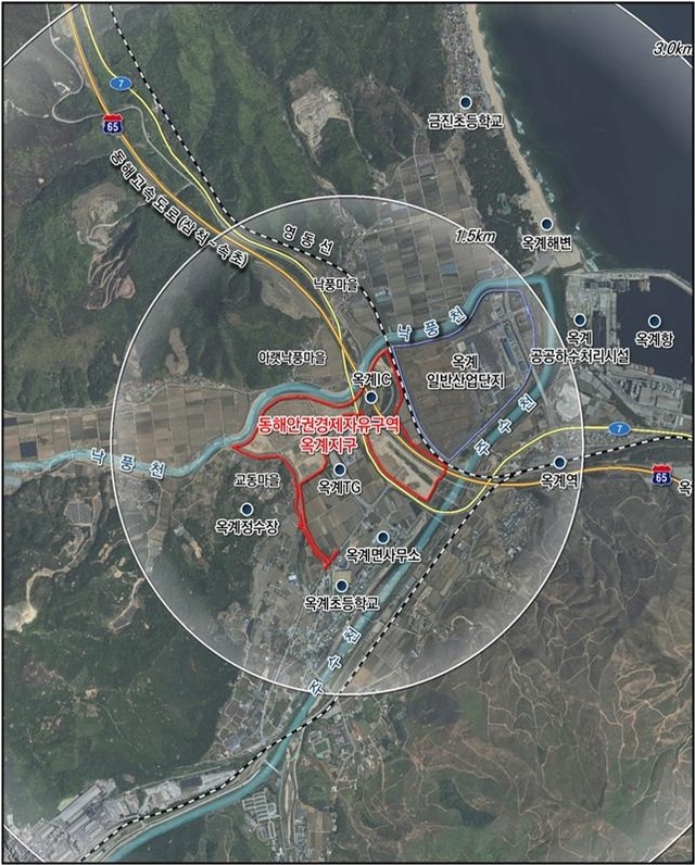 ▲ 옥계 첨단소재융합산업지구 위치도.ⓒ동해안권경제자유구역청
