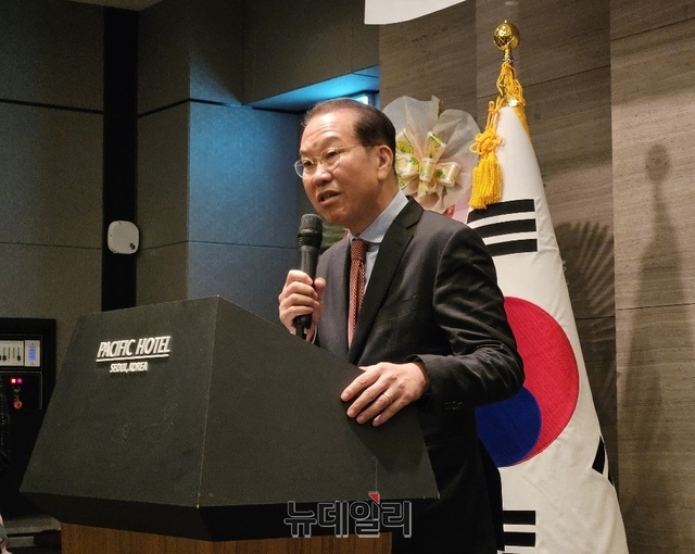 ▲ 29일 오후 이승만건국대통령기념사업회 회장 이·취임식에서 권영세 신임회장이 취임사를 하고 있다. ⓒ임준환 기자