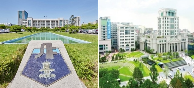 ▲ 오늘의 인하대학교(왼쪽) 본관 모습과, 한국외국어대학 캠퍼스.