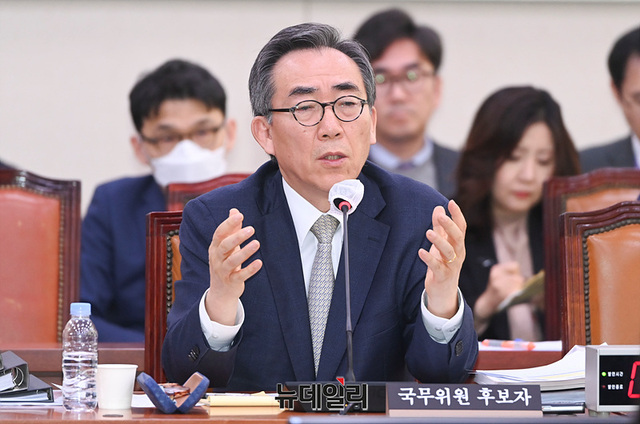 ▲ 조태열 외교부 장관 후보자가 8일 서울 여의도 국회에서 열린 인사청문회에 참석해 의원들의 질의에 답하고 있다. ⓒ서성진 기자