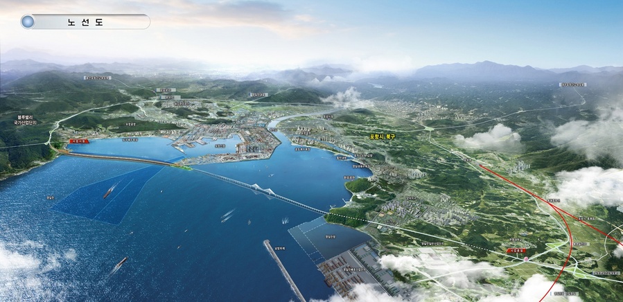 ▲ 영일만횡단구간 조감도(침매터널).ⓒ경북도