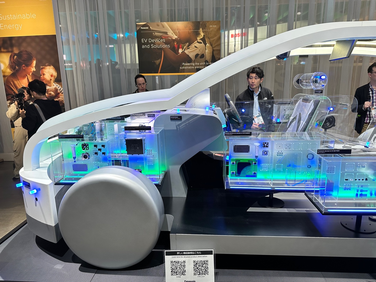 ▲ CES 2024 파나소닉 전시관 내 전기차 디바이스 및 플랫폼 적용 콘셉트카 모습