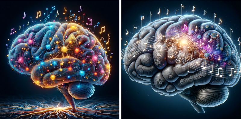 ▲ 뇌와 인공신경망의 음악성 일러스트레이션(인공지능으로 제작).ⓒKAIST