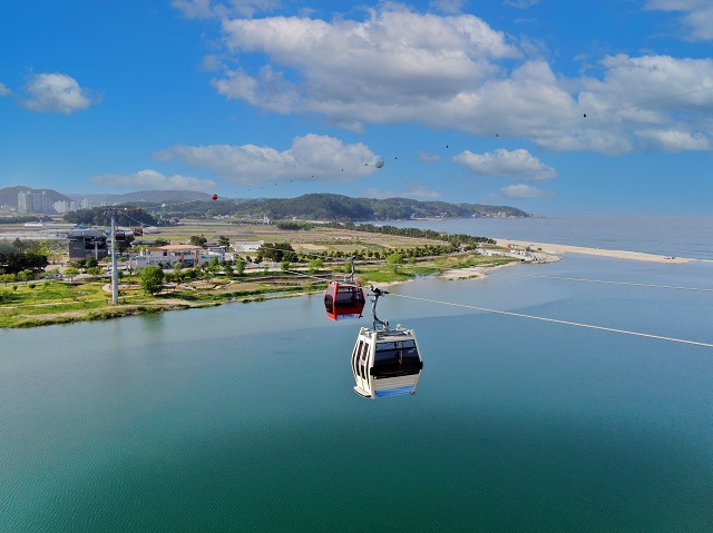 ▲ 울진 왕피천 케이블카 전경.ⓒ울진군