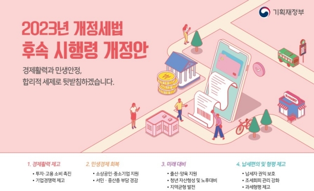 ▲ 개정세법 후속시행령 개정안 발표. ⓒ기획재정부