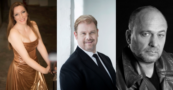 ▲ 왼쪽부터 소프라노 앨리슨 오크스, 테너 스튜어트 스켈턴, 베이스 바리톤 팔크 슈트루크만.ⓒ서울시립교향악단