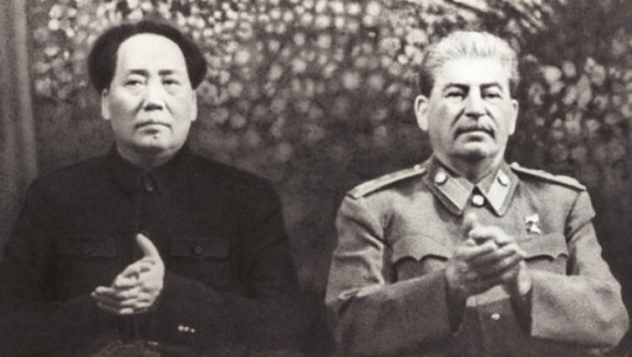 김일성의 '남침'을 기획한 스탈린과 이에 동의한 마오쩌둥. 사진은 1949년12월 마오가 중공정권을 수립하고 모스크바로 스탈린을 방문, 중-소 새 협정을 교섭할때 모습이다.