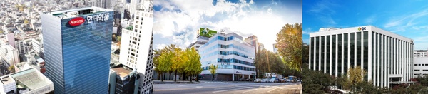 ▲ 한미약품 본사(왼쪽 첫 번째), 대웅제약 본사(가운데), GC녹십자 본사.ⓒ각사