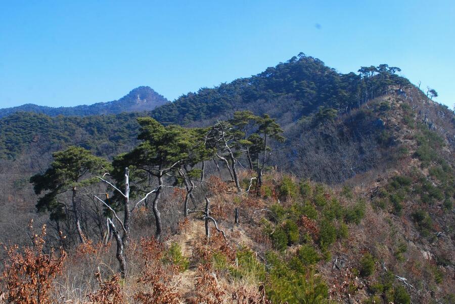 ▲ 성불산 1봉에서 바라본 최고봉(좌)·3봉(중)·2봉(좌).ⓒ진경수 山 애호가