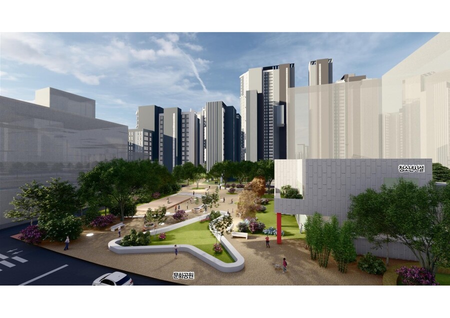 ▲ 서울 도봉구 방학동 685일대 주택정비형 재개발사업으로 조성되는 문화공원. ⓒ서울시 제공