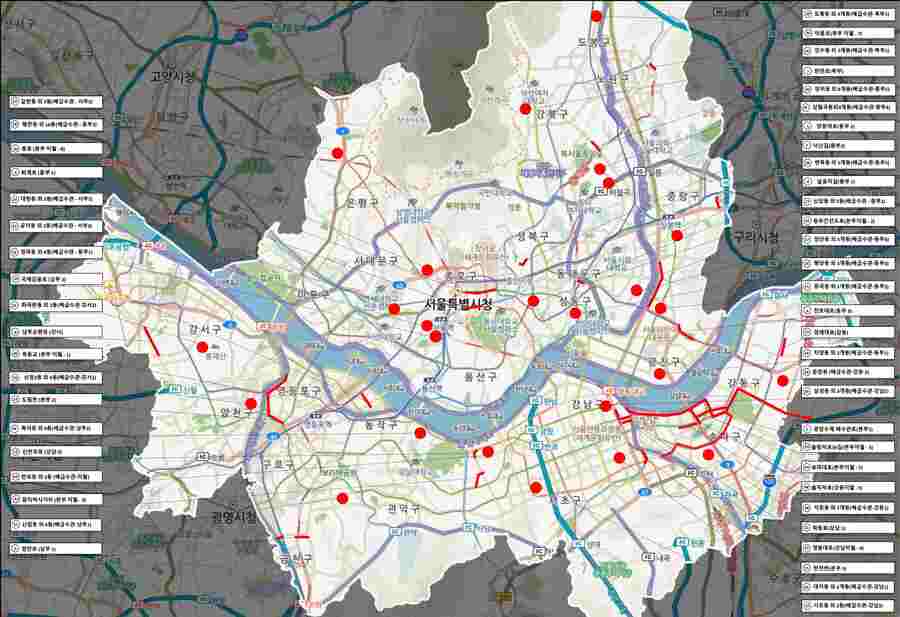 ▲ 2024년 서울시 장기사용 상수도관 정비공사 위치도. ⓒ서울시 제공