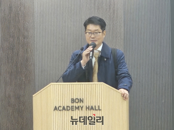 ▲ 조대웅 셀리버리 대표가 임시주주총회장에서 발언하고 있다.ⓒ최영찬 기자