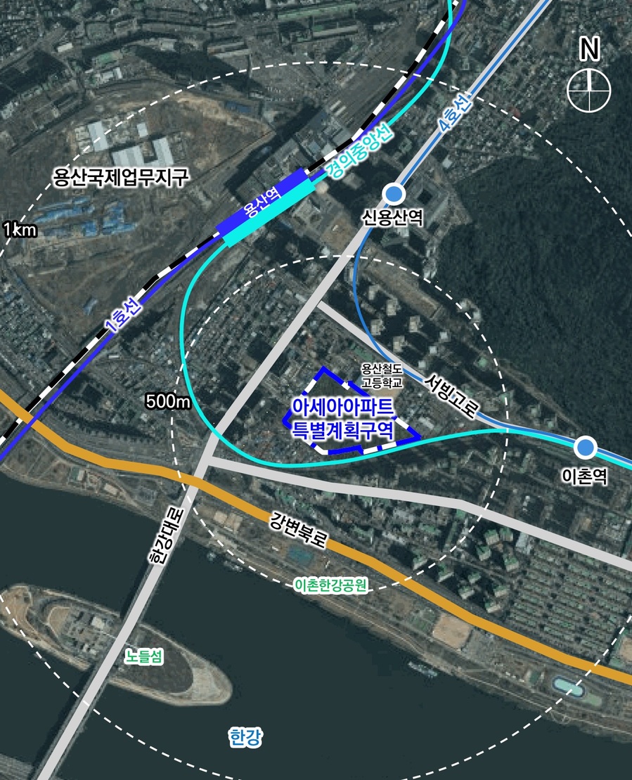 ▲ 용산 지구단위계획 및 아세아아파트 특별계획구역 위치도. ⓒ서울시 제공