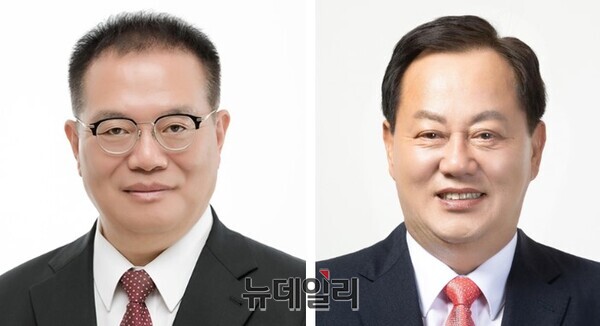 ▲ 국민의힘 대전 중구 후보 이은권 전 국회의원과 강영환 전 지방시대연구소 이사장.ⓒ김경태 기자