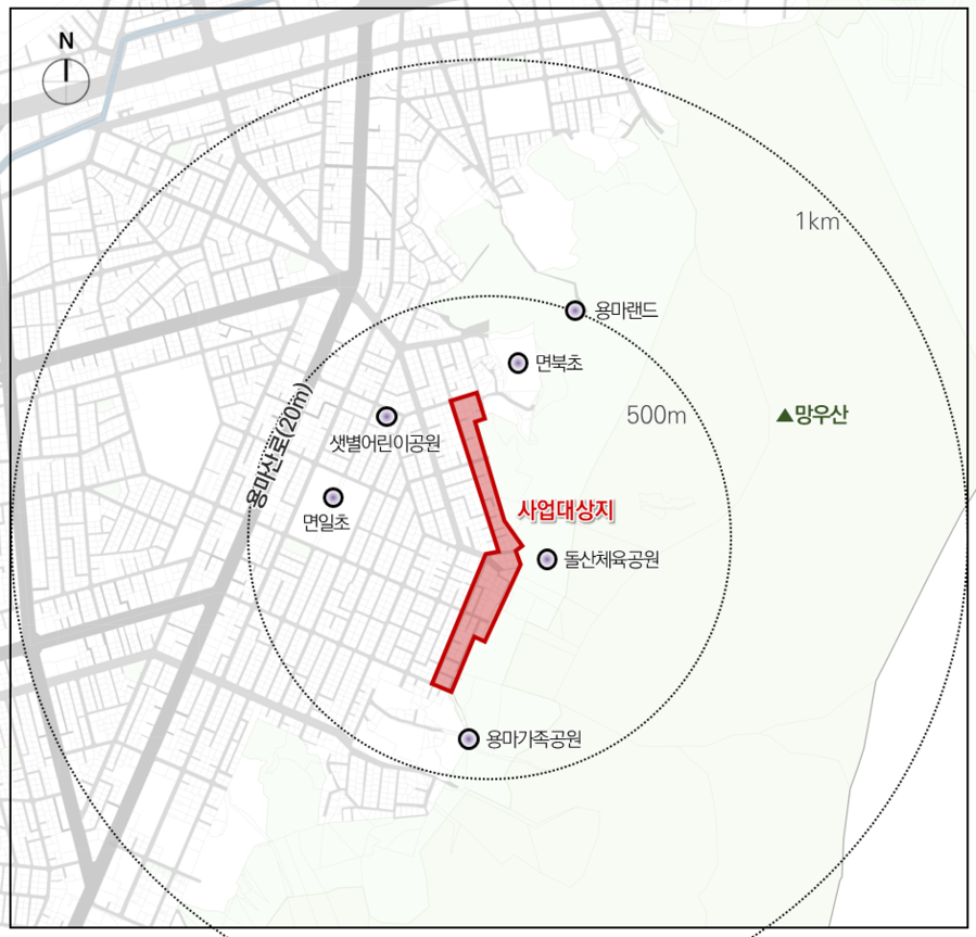 ▲ 휴먼타운 2.0 사업 시범사업지로 선정된 중랑구 망우동 422-1번지. ⓒ서울시 제공