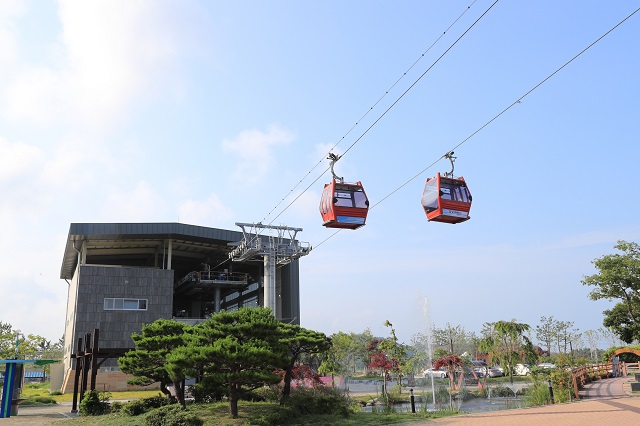 ▲ 울진 왕피천 케이블카 전경.ⓒ울진군