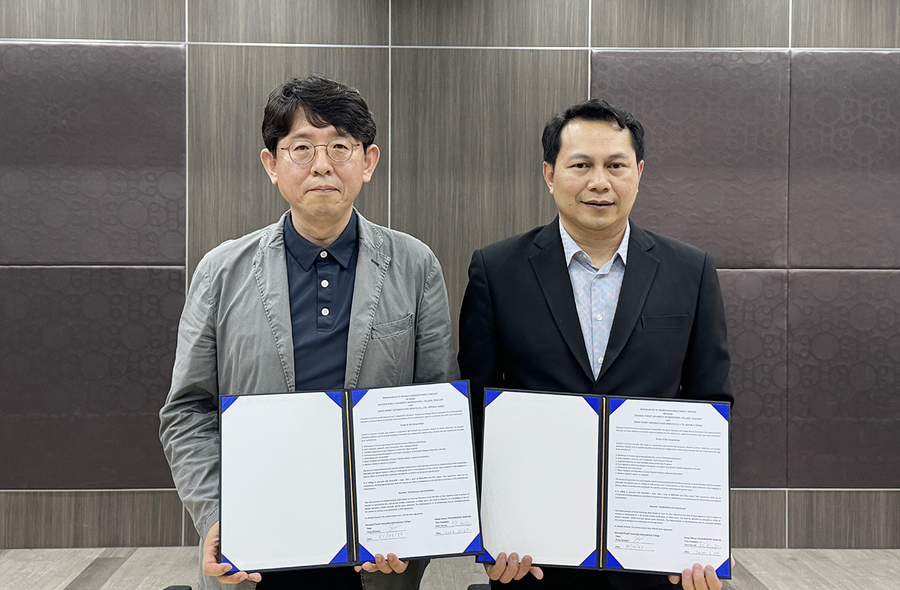 ▲ 대구한의대학교(총장 변창훈)는 지난 24일 태국 두라짓-푼딧 대학교 및 태국 현지 스파회사인 ‘Lana Spa Co.,ltd’와 150만 불 규모의 화장품 수출을 위한 협약을 맺었다. (왼쪽 박수진 산학부총장).ⓒ대구한의대