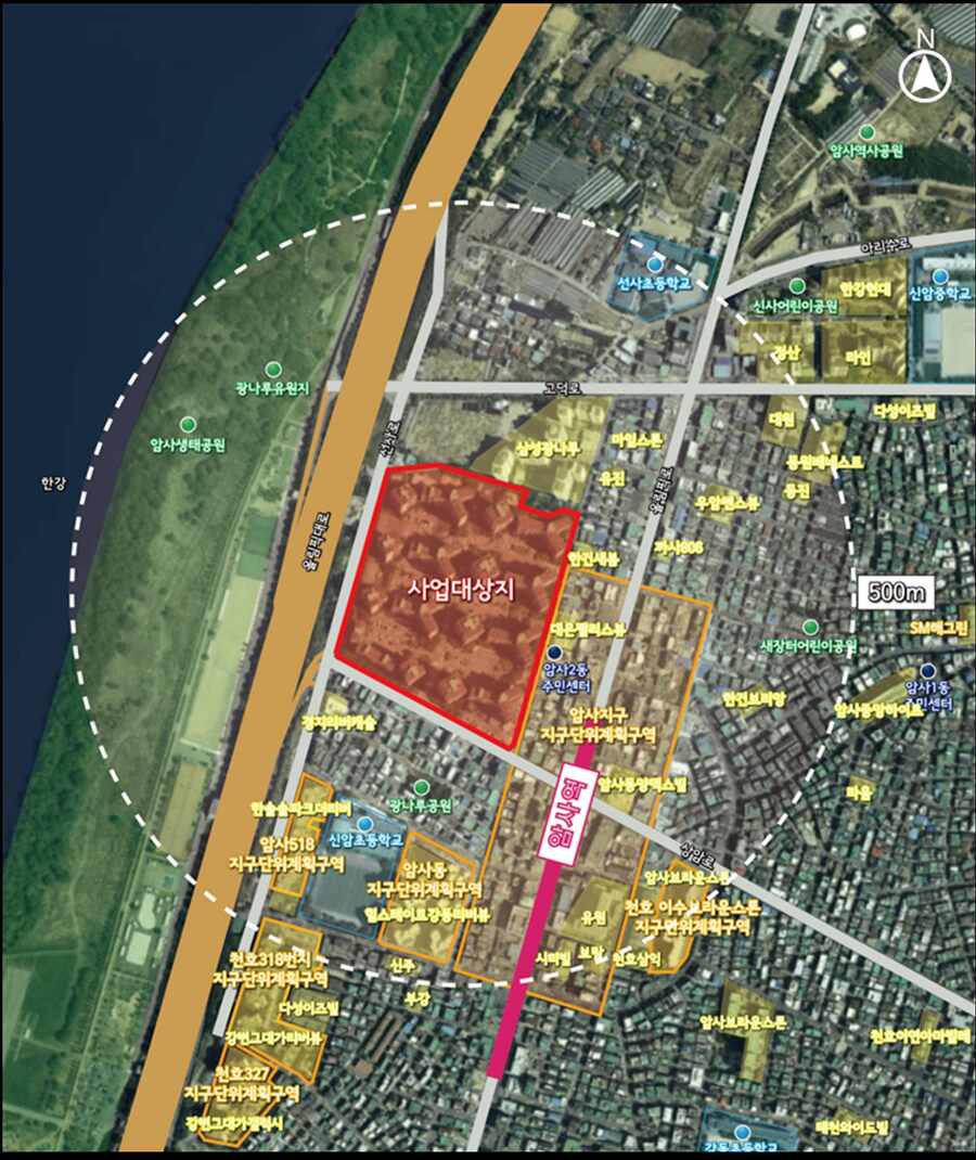 ▲ 강동구 암사동 선사현대아파트 리모델링 사업 위치도. ⓒ서울시 제공