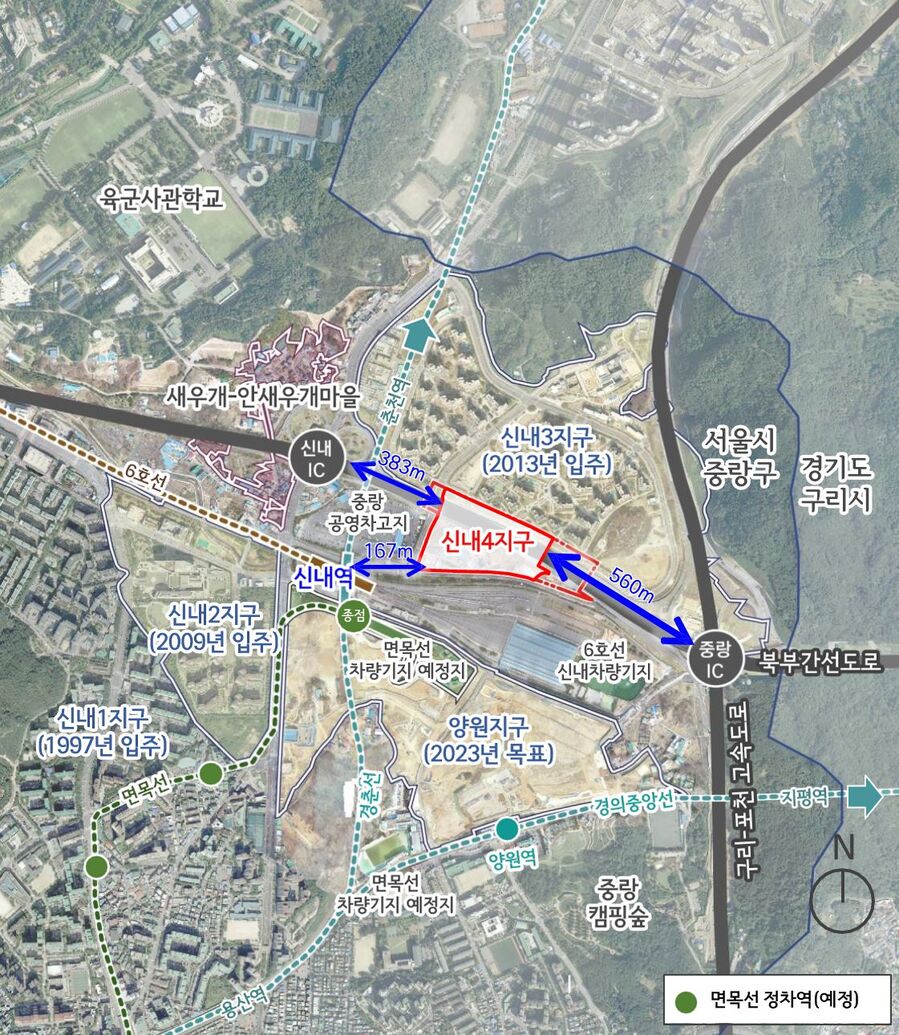 ▲ 신내4 공공주택지구 위치도. ⓒ서울시 제공