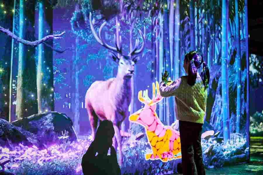 ▲ 서울대공원 '원더파크'에서 가상의 동물과 마주하고 있는 아이. ⓒ서울대공원 제공