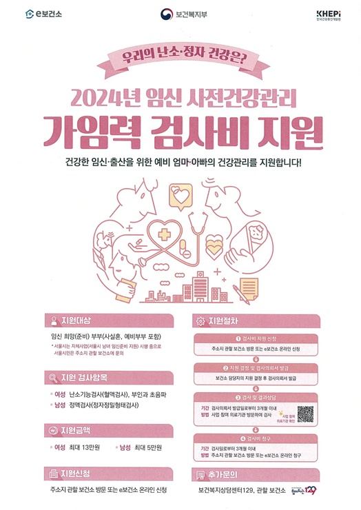 ▲ 임신 사전건강관리 지원사업 포스터.ⓒ대구시