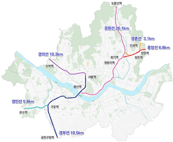 ▲ 철도지하화 노선.ⓒ서울시