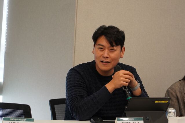 ▲ 장광현 한샘 기업문화실장이 체인지 에이전트 2기 발대식에서 발언 중이다.ⓒ한샘