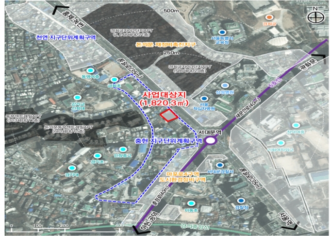 ▲ 서울 서대문구 충현2구역 도시정비형 재개발사업 정비구역 대상지.ⓒ서울시