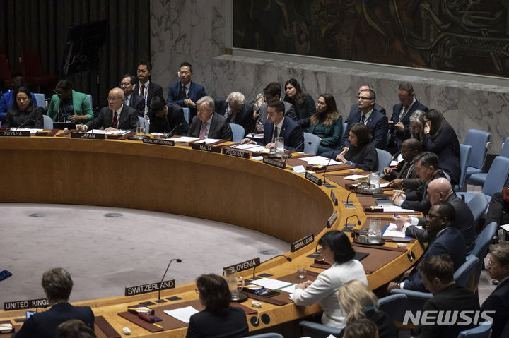 ▲ 18일(현지시각) 미국 뉴욕 유엔 본부에서 안전보장이사회(안보리) 회의가 진행되고 있다. ⓒAP/뉴시스