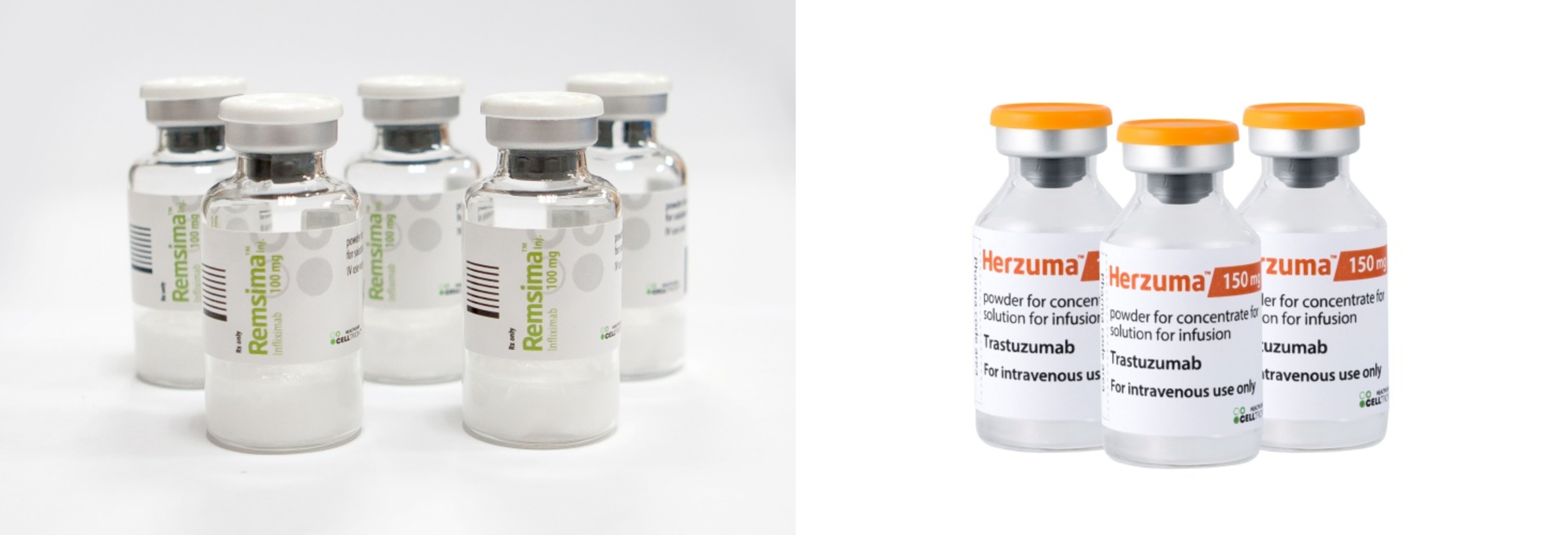 ▲ 램시마(왼쪽)와 허쥬마.ⓒ셀트리온