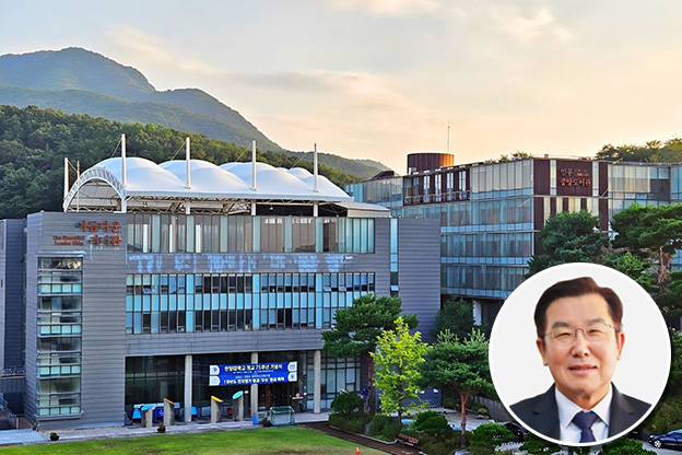 ▲ 안양대학교 전경. 우측 하단은 장광수 안양대 총장. ⓒ안양대학교