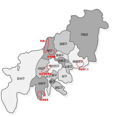 ▲ 부산 노후계획도시정비 대상 지역.ⓒ부산시