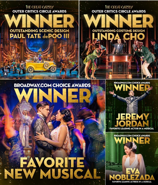 ▲ 뮤지컬 '위대한 개츠비' 미국 어워즈 수상 소식.ⓒ오디컴퍼니