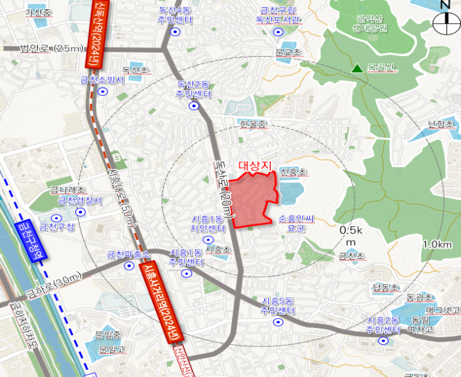 ▲ 시흥4동 810번지 일대. ⓒ서울시 제공