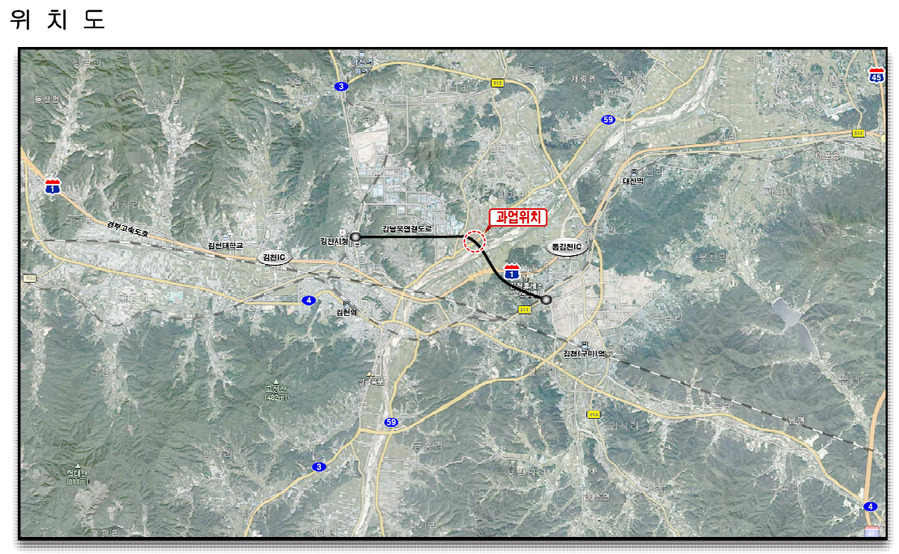 ▲ 부곡동 경부선철도 횡단 지하차도 신설위치.ⓒ김천시