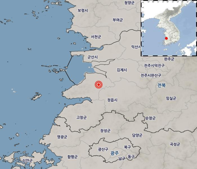 ▲ 전북 부안군, 규모 4.8 지진 발생ⓒ기상청