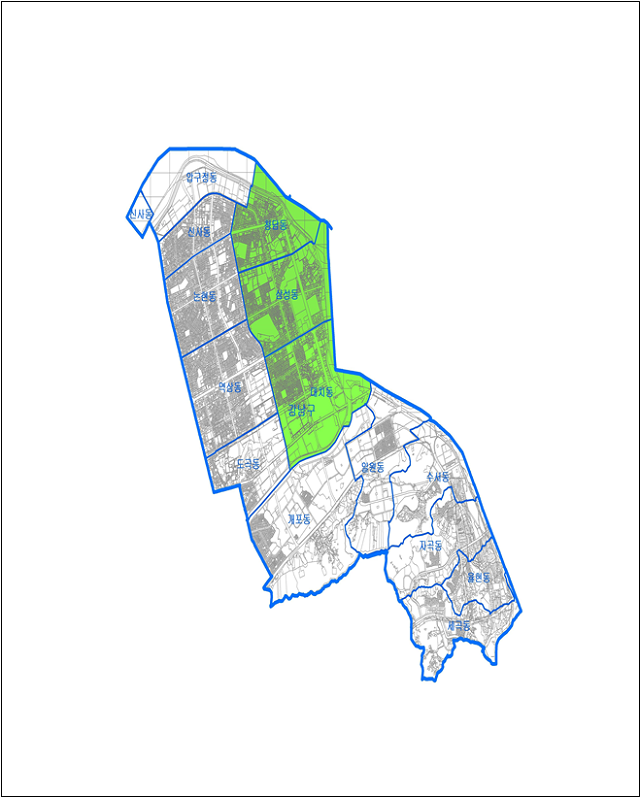 ▲ 강남구 토지거래허가구역 지정 도면. ⓒ서울시 제공