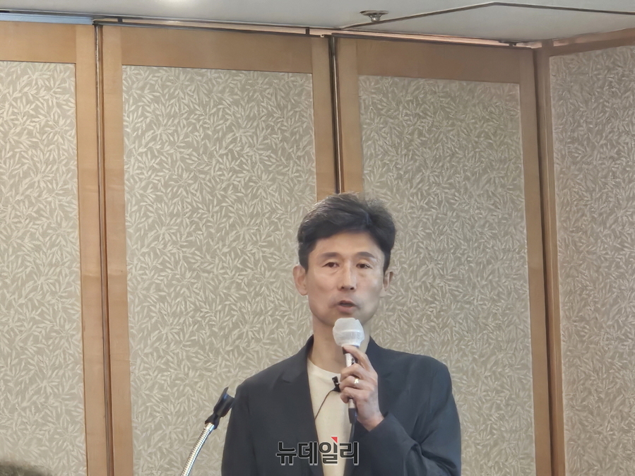 ▲ 홍유석 지놈앤컴퍼니 경영총괄 대표가 향후 지놈앤컴퍼니의 ADC 사업전략 등을 설명하고 있다.ⓒ최영찬 기자