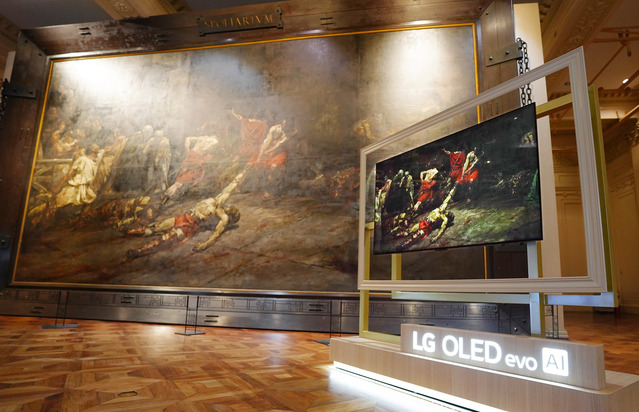 ▲ 필리핀 국가문화재인 '스폴리아리움(SPOLIARIUM)'과 'LG 올레드 에보'로 원작을 생생하게 구현한 작품.ⓒLG전자