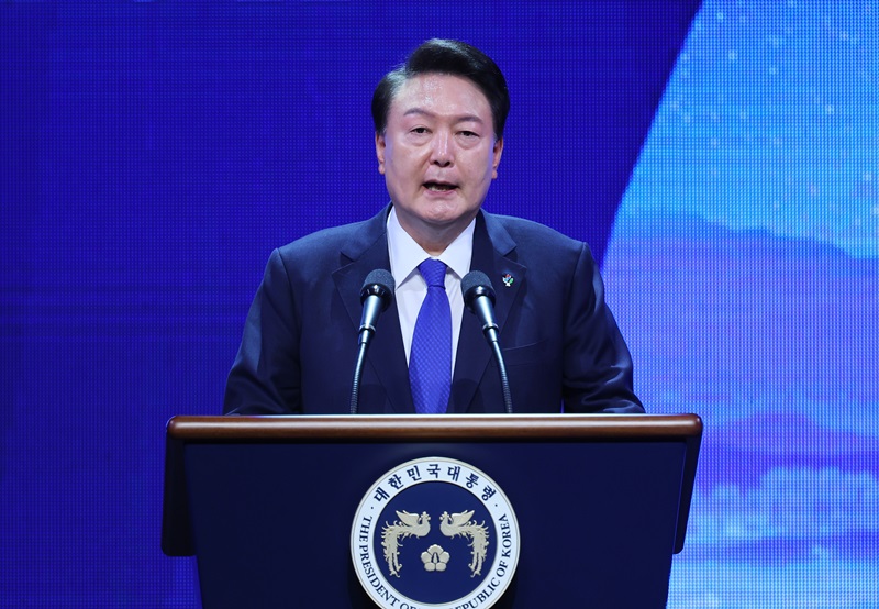 ▲ 윤석열 대통령이 25일 대구 북구 엑스코에서 열린 6·25전쟁 74주년 행사에서 기념사를 하고 있다. 2024.06.25. ⓒ뉴시스