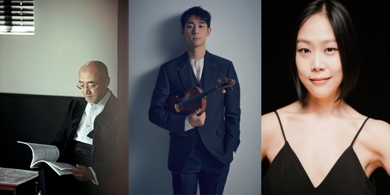 ▲ 왼쪽부터  피아니스트 유키 구라모토, 바이올리니스트 대니, 피아니스트 손열음.ⓒ크레디아