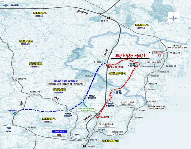 ▲ 동남권 광역철도 노선도.ⓒ부산시