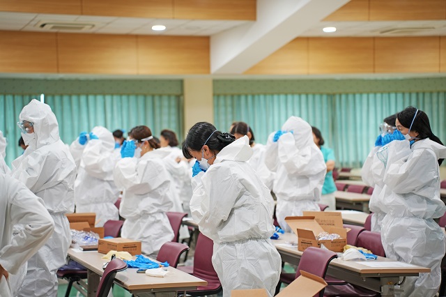 ▲ 포항성모병원은 지난달 4일과 26일 두 번에 걸쳐서 ‘2024년 유행성 감염병 대응 훈련’을 실시했다.ⓒ포항성모병원