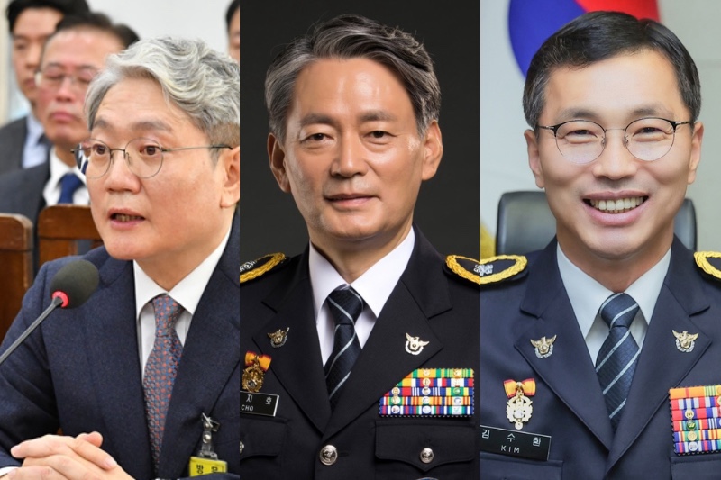 ▲ 왼쪽부터 우철문 부산경찰청장, 조지호 서울경찰청장, 김수환 경찰청 차장. ⓒ뉴데일리DB