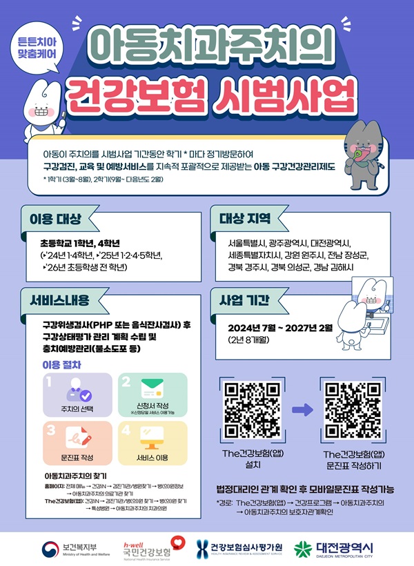 ▲ 제2차 아동치과 주치의 건강보험 시범사업 안내문.ⓒ대전시