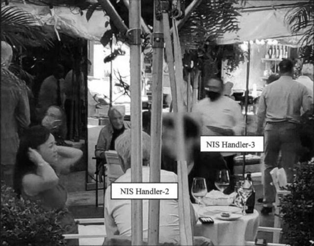 ▲ 미국 검찰이 증거로 제출한 수미 테리와 국정원 간부 저녁식사 장면, 미국 뉴욕 남부지검 고소장 사진 갈무리. ⓒ연합뉴스